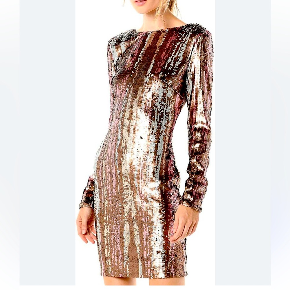 DRESS THE POPULATION Lola
Sequin V-Back Cocktail Party Dress, Multicolor
Small